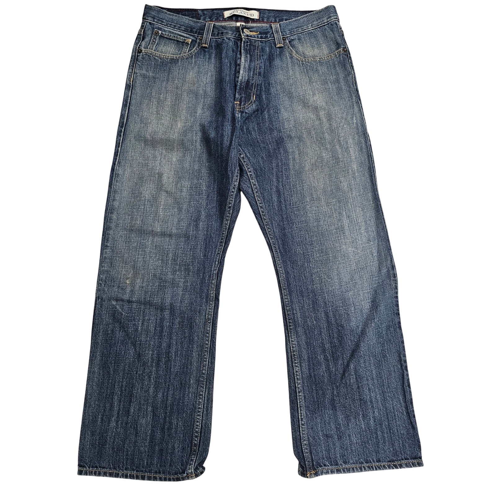 Hilfiger Brand Denim Freedom Relaxed Fit Mens Jeans 35x30 Blue Cotton